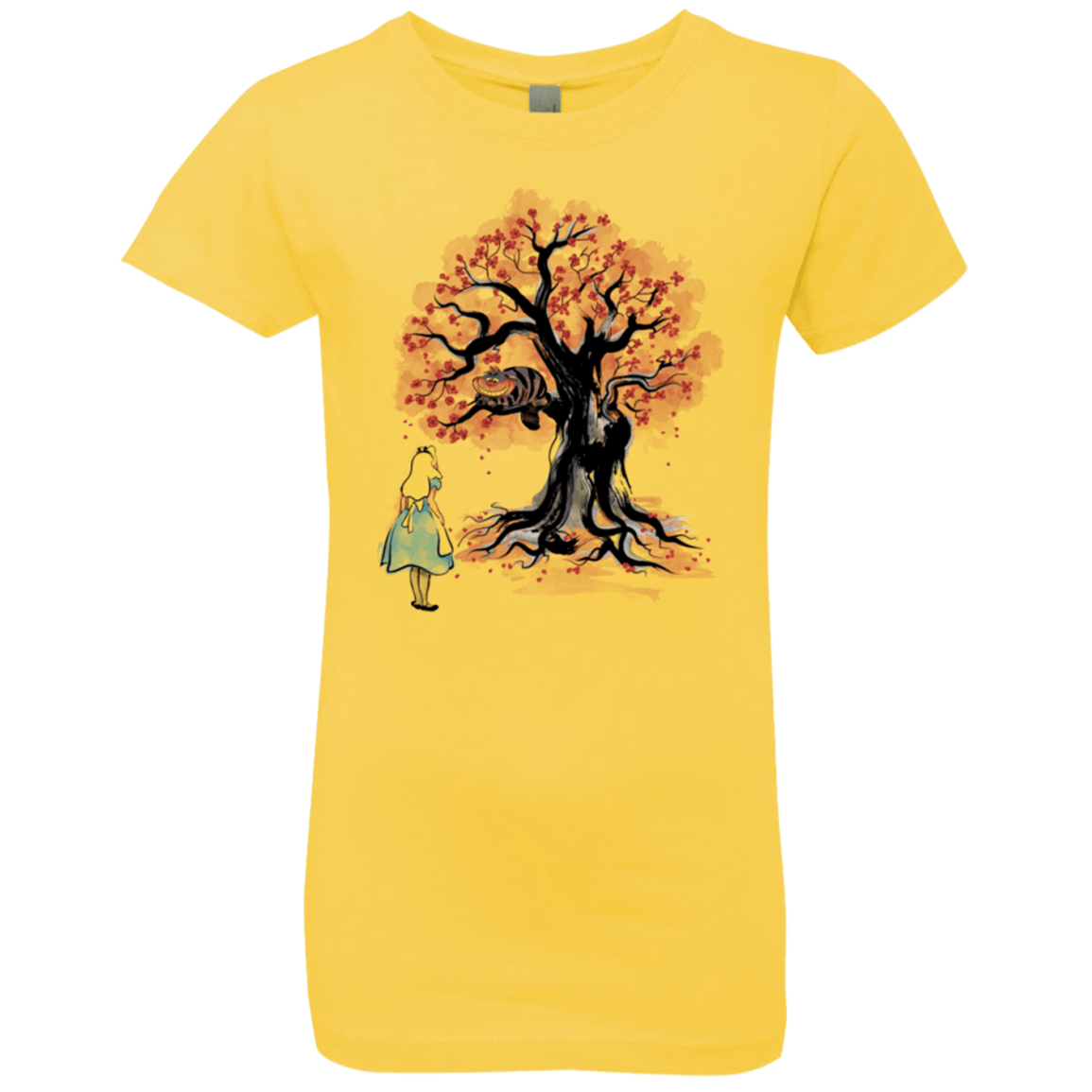 T-Shirts Vibrant Yellow / YXS The Cheshire's tree Sumi-e Girls Premium T-Shirt