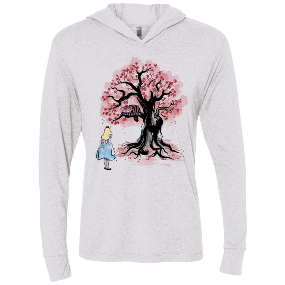 T-Shirts Heather White / X-Small The Cheshire's tree Sumi-e Triblend Long Sleeve Hoodie Tee
