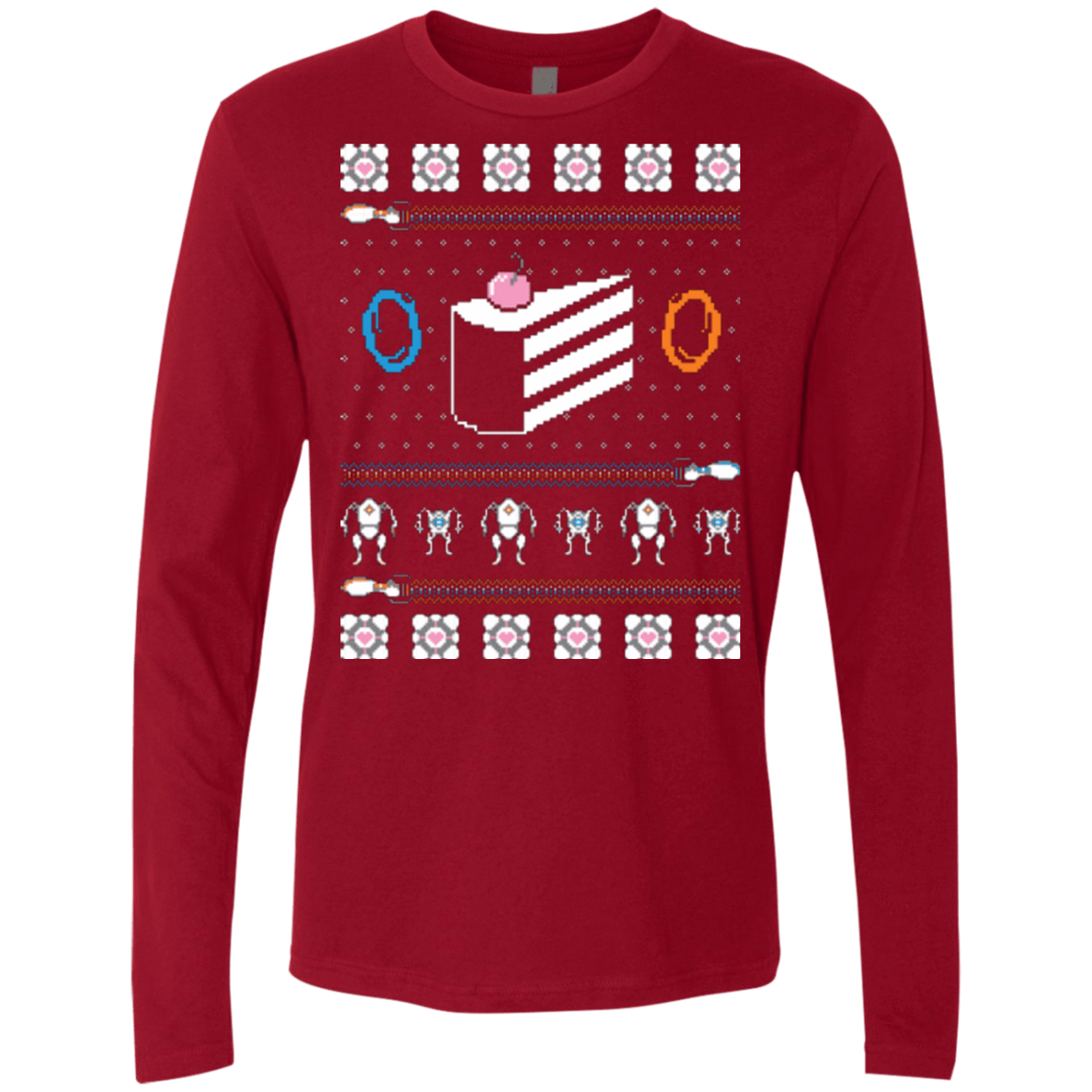 T-Shirts Cardinal / Small The Christmas Cake Is A Lie Men's Premium Long Sleeve