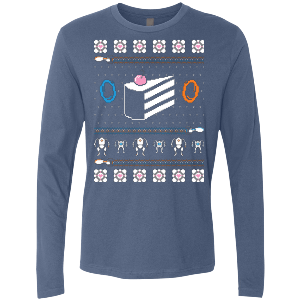 T-Shirts Indigo / Small The Christmas Cake Is A Lie Men's Premium Long Sleeve