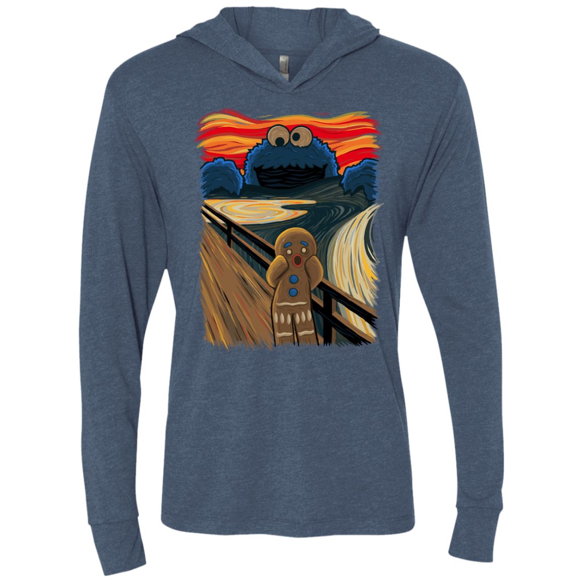 T-Shirts Indigo / X-Small The Cookie Muncher Triblend Long Sleeve Hoodie Tee