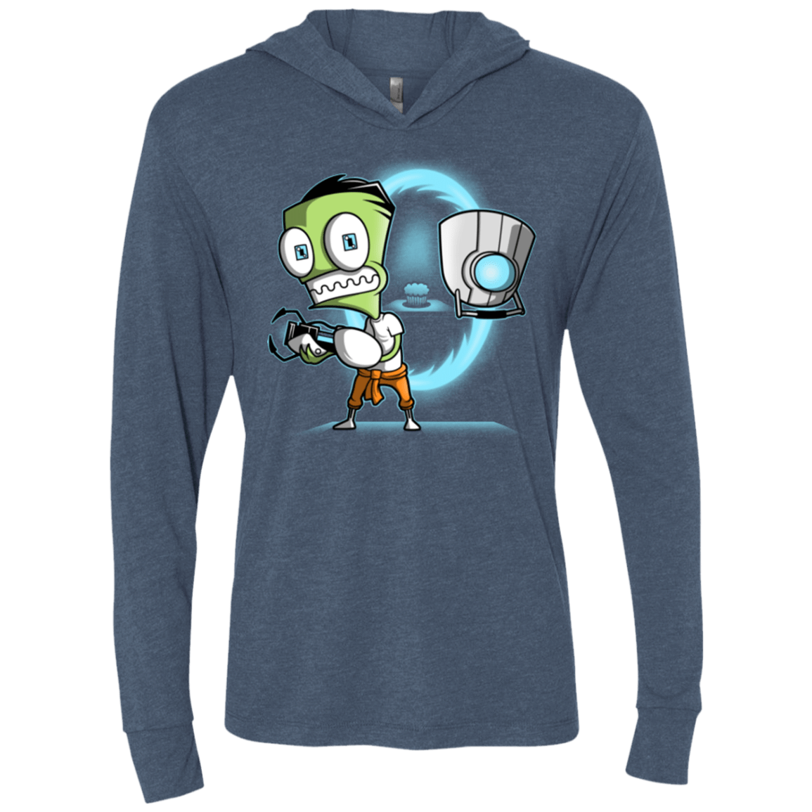 T-Shirts Indigo / X-Small THE CUPCAKE IS A LIE Triblend Long Sleeve Hoodie Tee