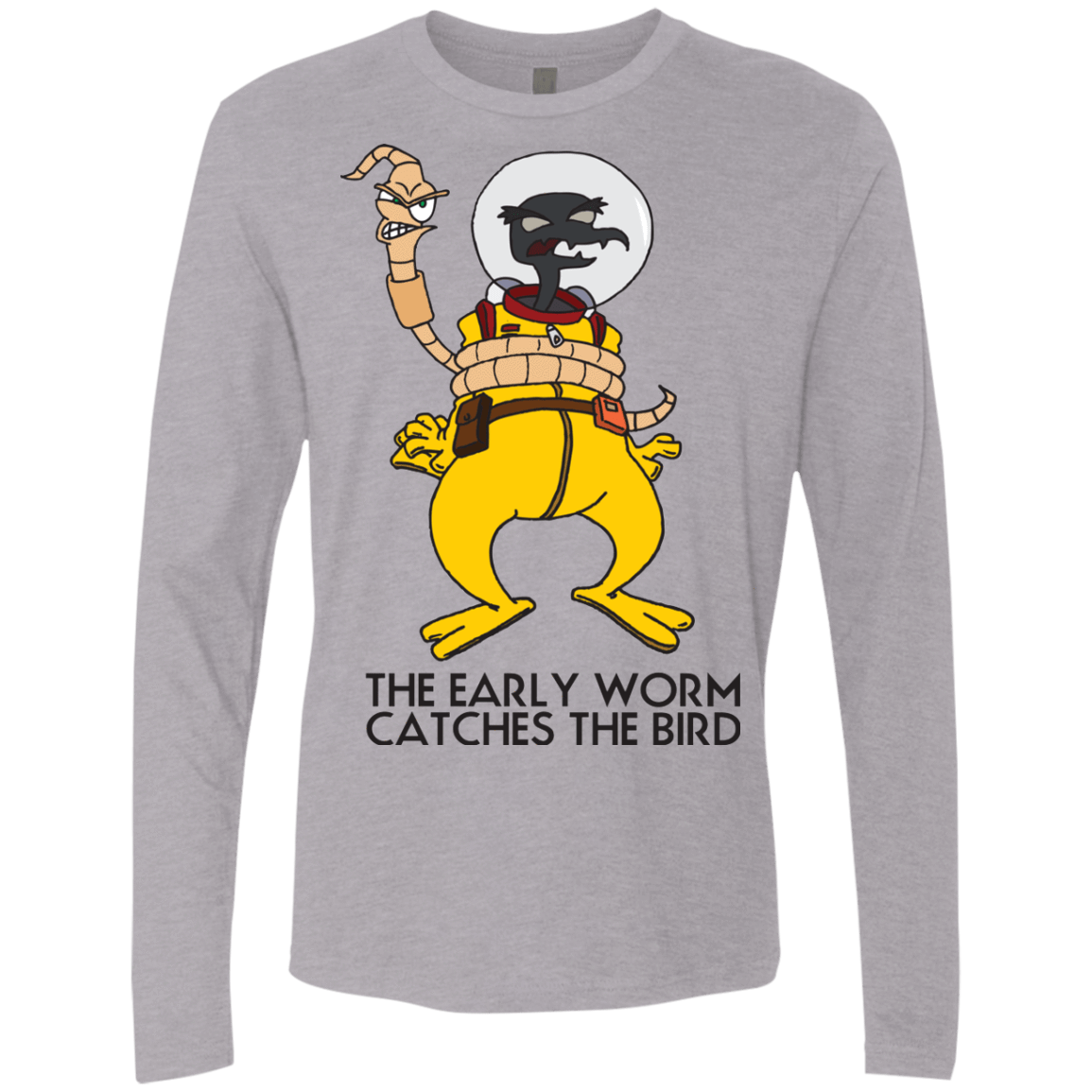 T-Shirts Heather Grey / Small The Early Worm Catches The Bird Men's Premium Long Sleeve