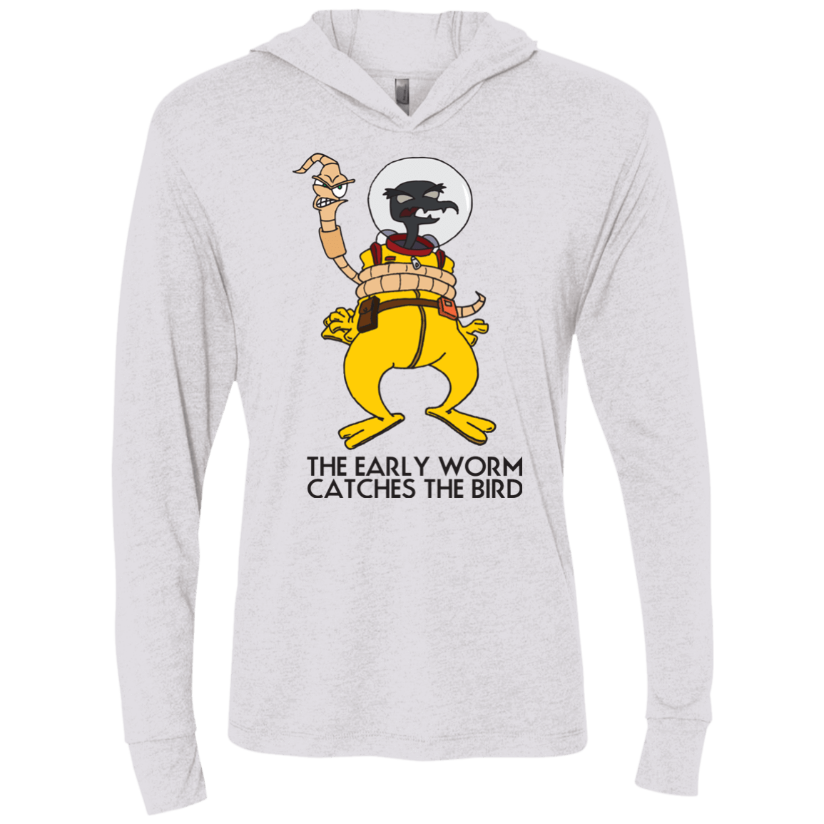 T-Shirts Heather White / X-Small The Early Worm Catches The Bird Triblend Long Sleeve Hoodie Tee