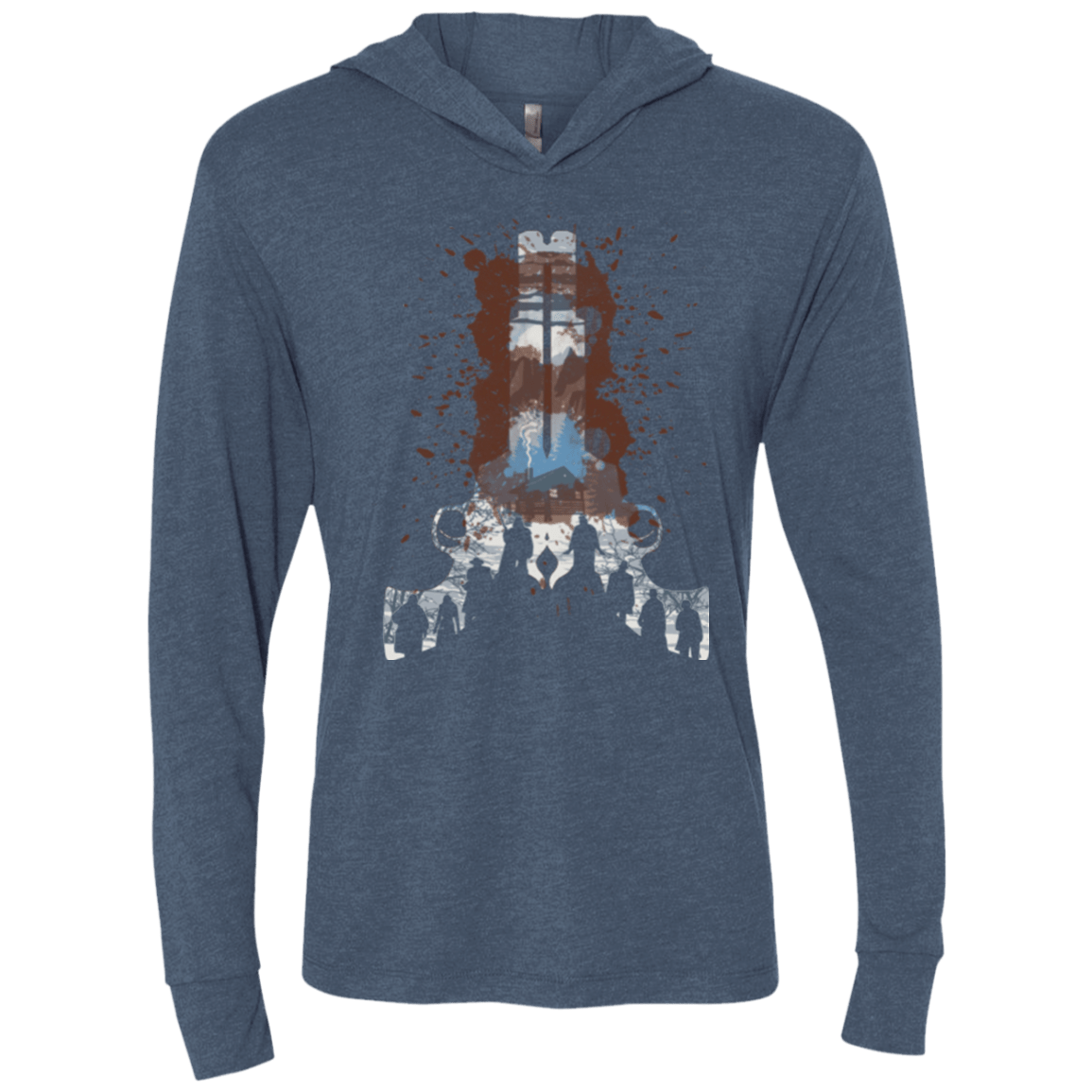 T-Shirts Indigo / X-Small The Eight Triblend Long Sleeve Hoodie Tee