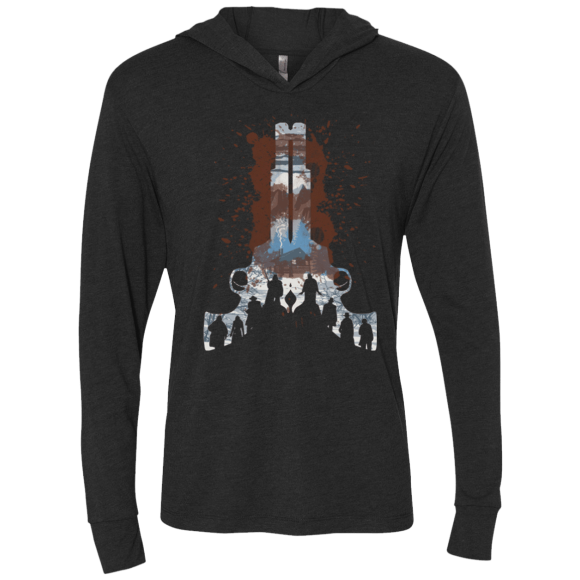 T-Shirts Vintage Black / X-Small The Eight Triblend Long Sleeve Hoodie Tee