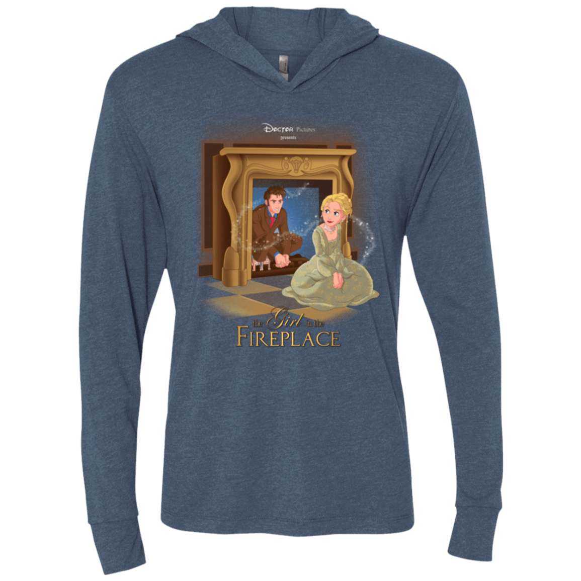 T-Shirts Indigo / X-Small The Girl In The Fireplace Triblend Long Sleeve Hoodie Tee