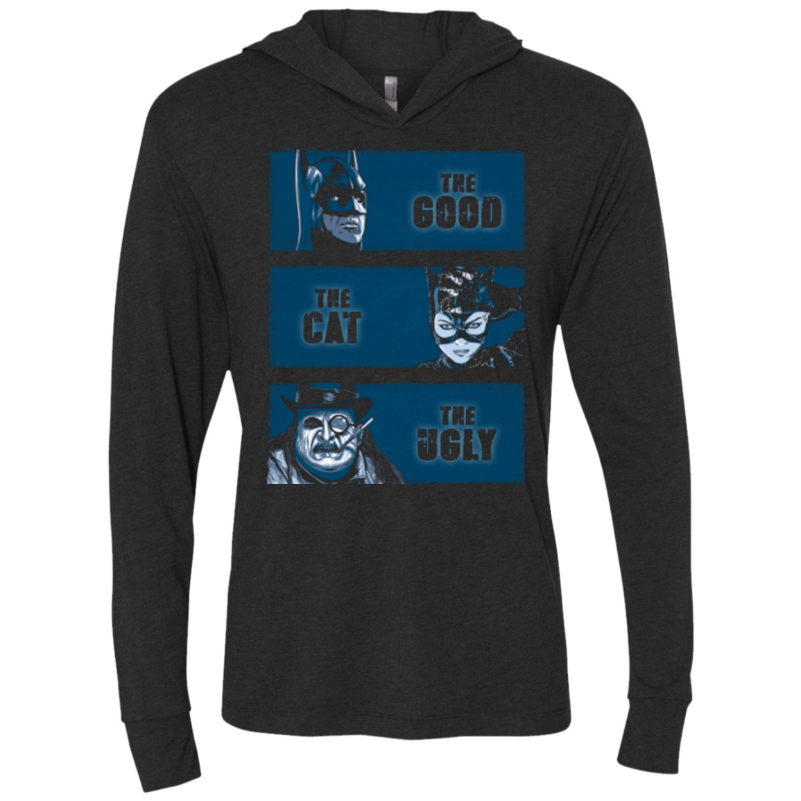 T-Shirts Vintage Black / X-Small The Good the Cat and the Ugly Triblend Long Sleeve Hoodie Tee