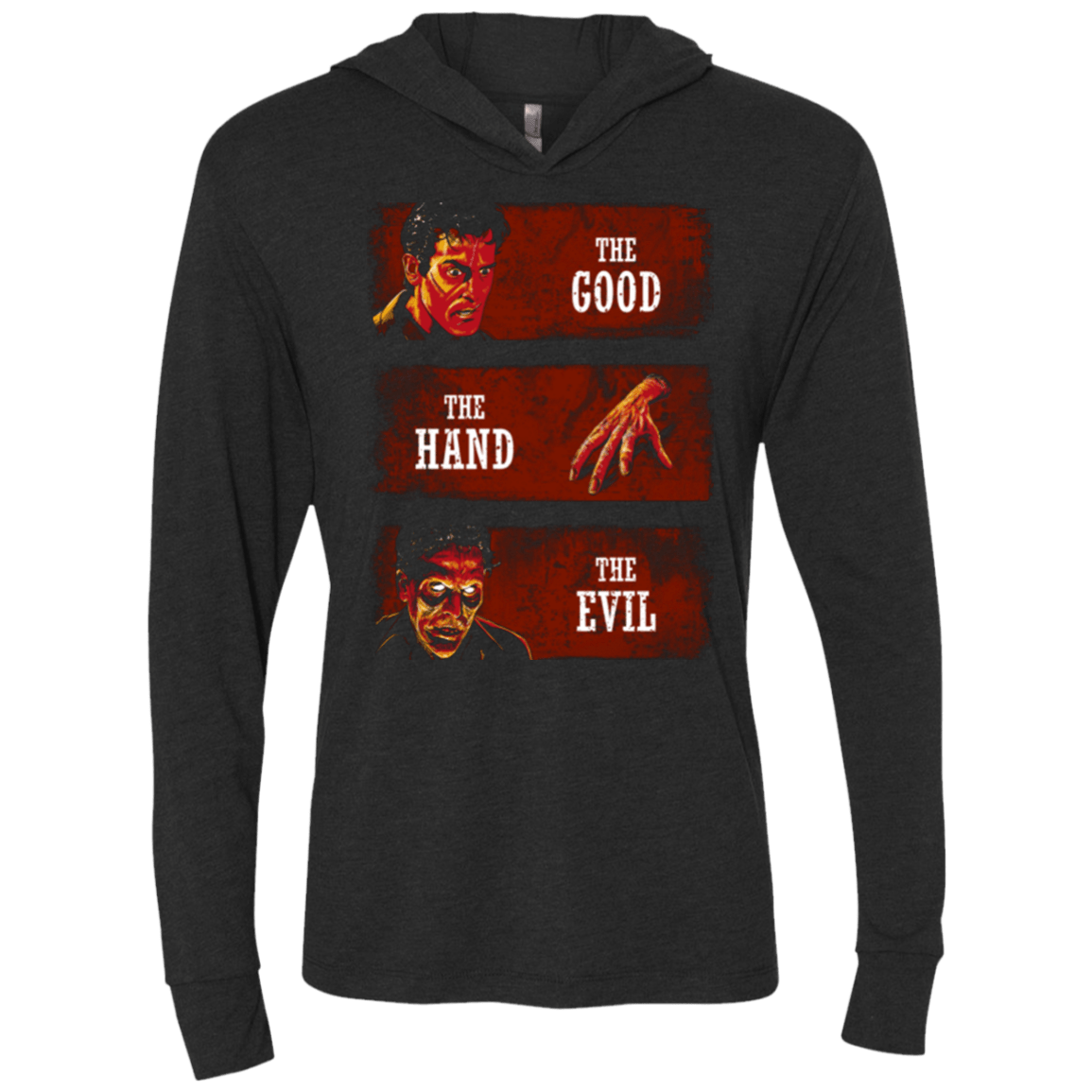 T-Shirts Vintage Black / X-Small The Good the Hand and the Evil Triblend Long Sleeve Hoodie Tee