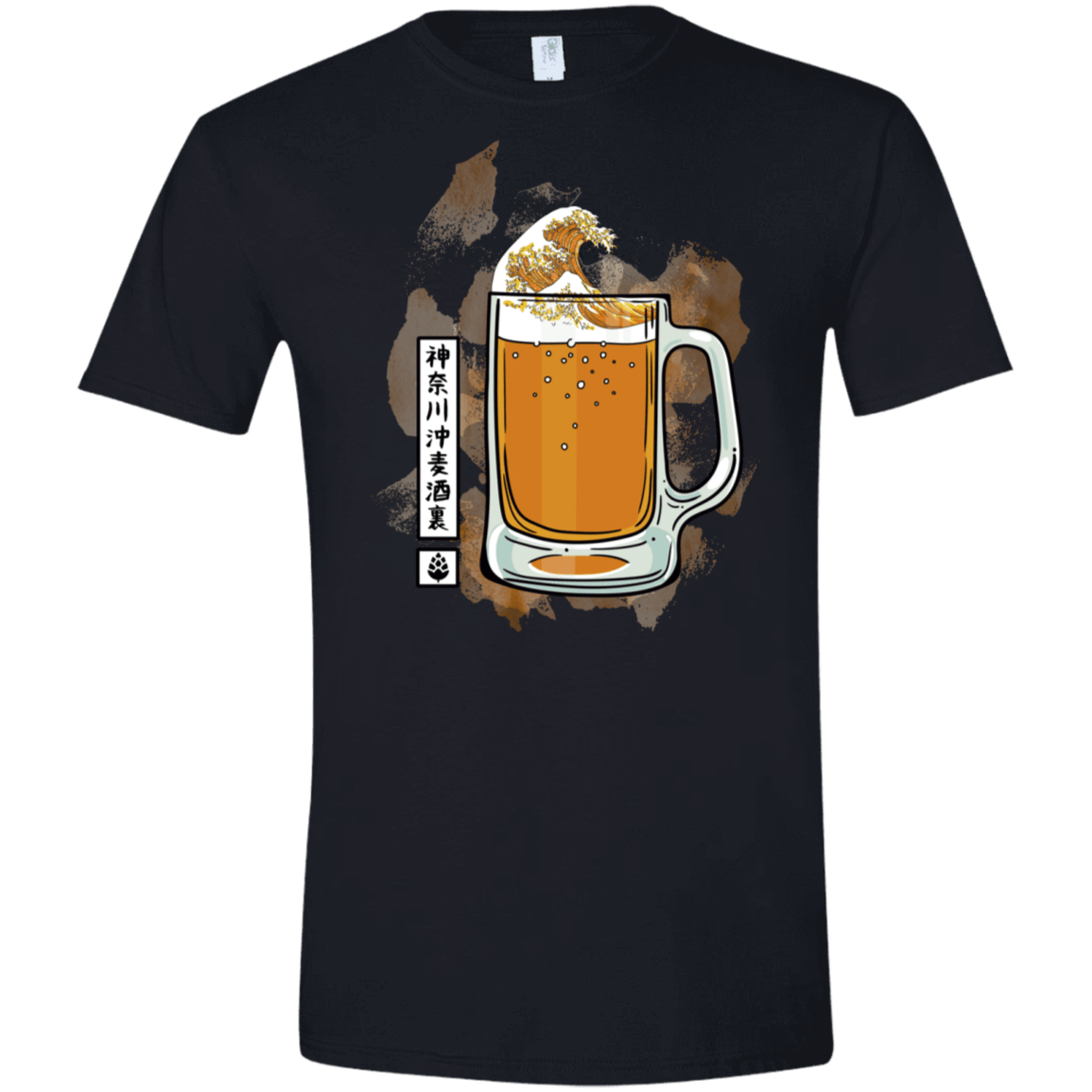 T-Shirts Black / X-Small The Great Beer of Kanagawa Men's Semi-Fitted Softstyle