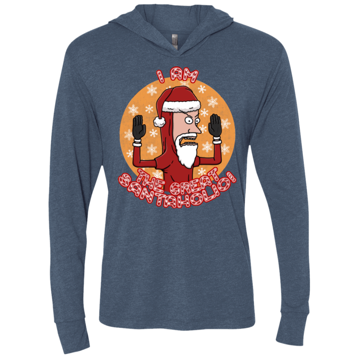T-Shirts Indigo / X-Small The Great Santaholio Triblend Long Sleeve Hoodie Tee