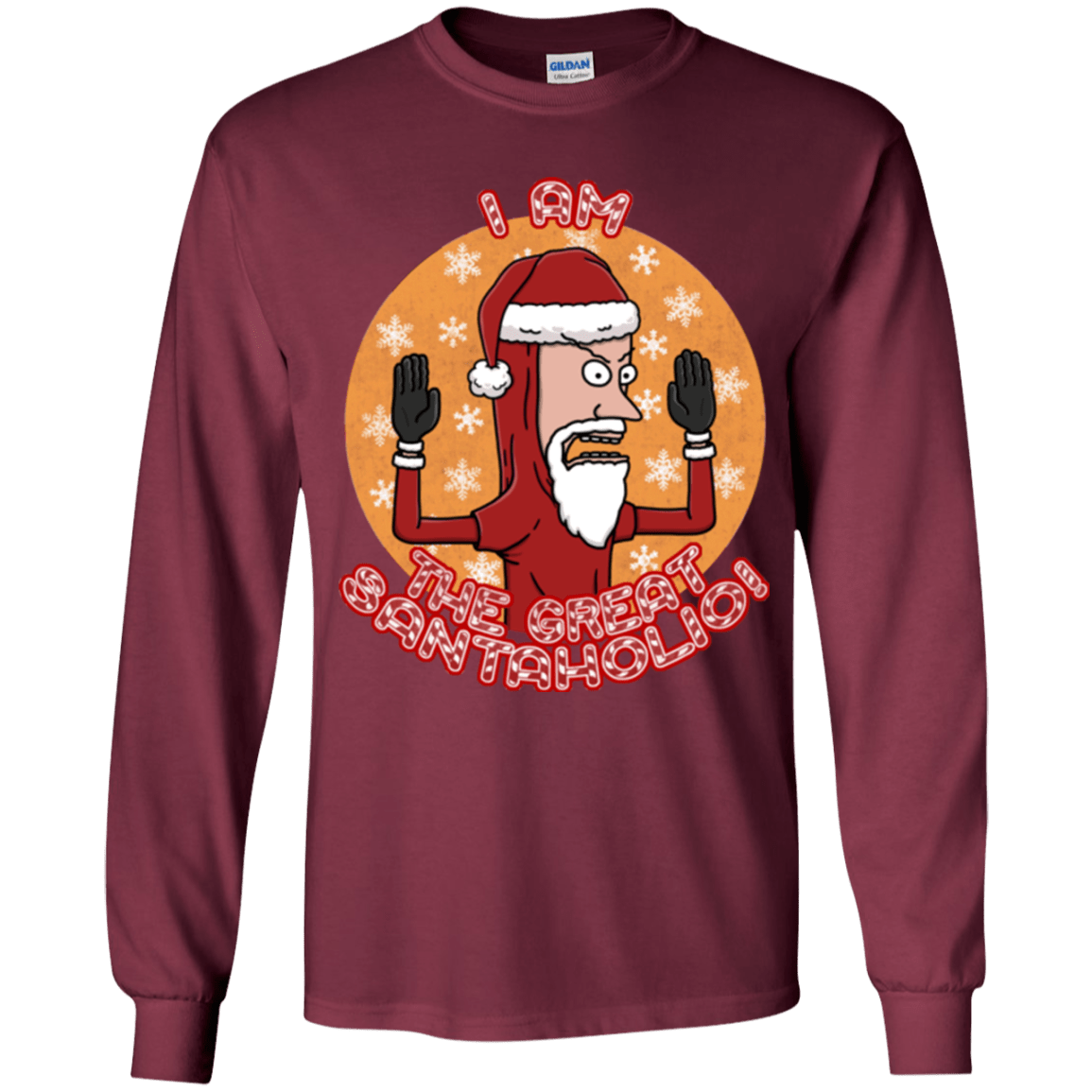 T-Shirts Maroon / YS The Great Santaholio Youth Long Sleeve T-Shirt