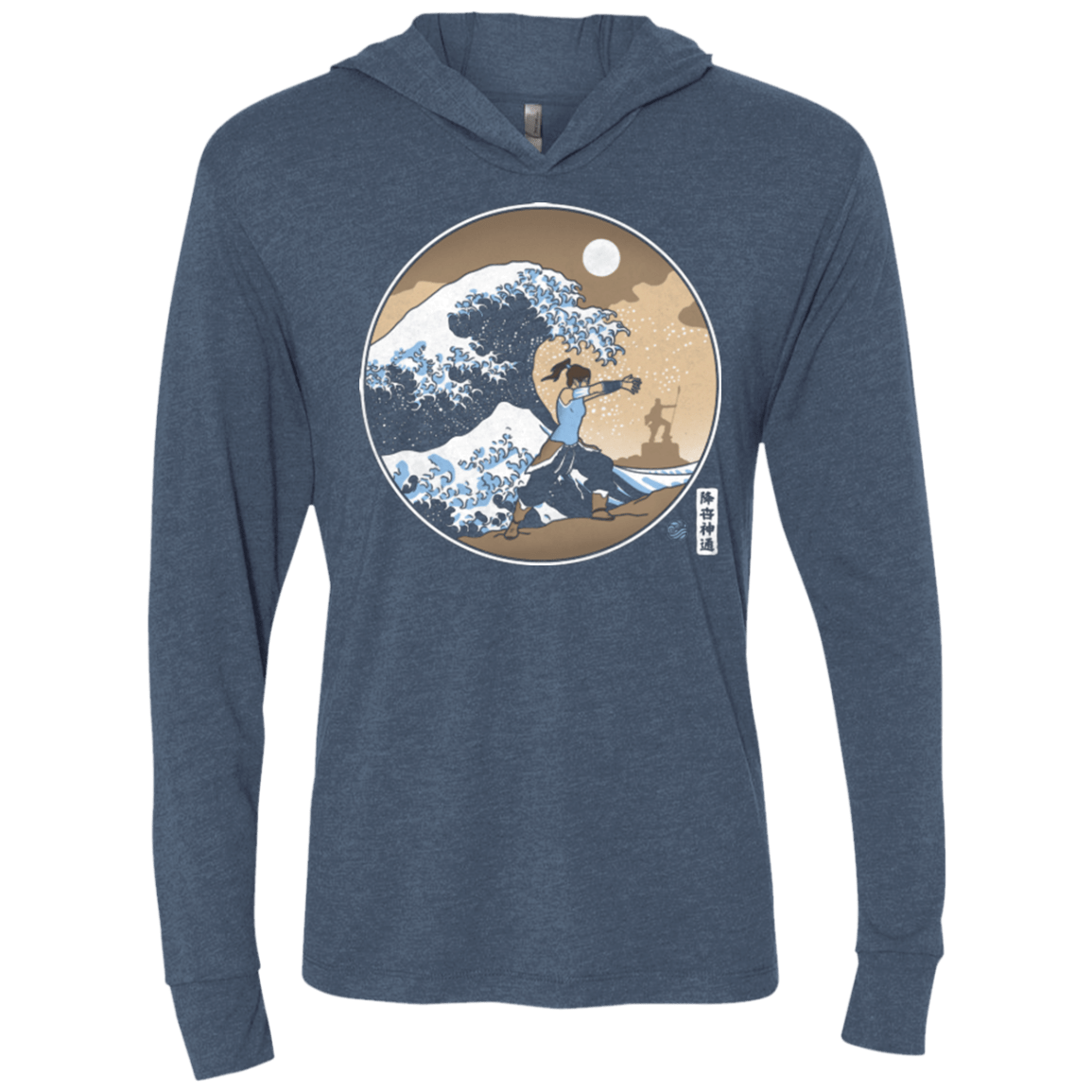 T-Shirts Indigo / X-Small The Great Wave of Republic City Triblend Long Sleeve Hoodie Tee