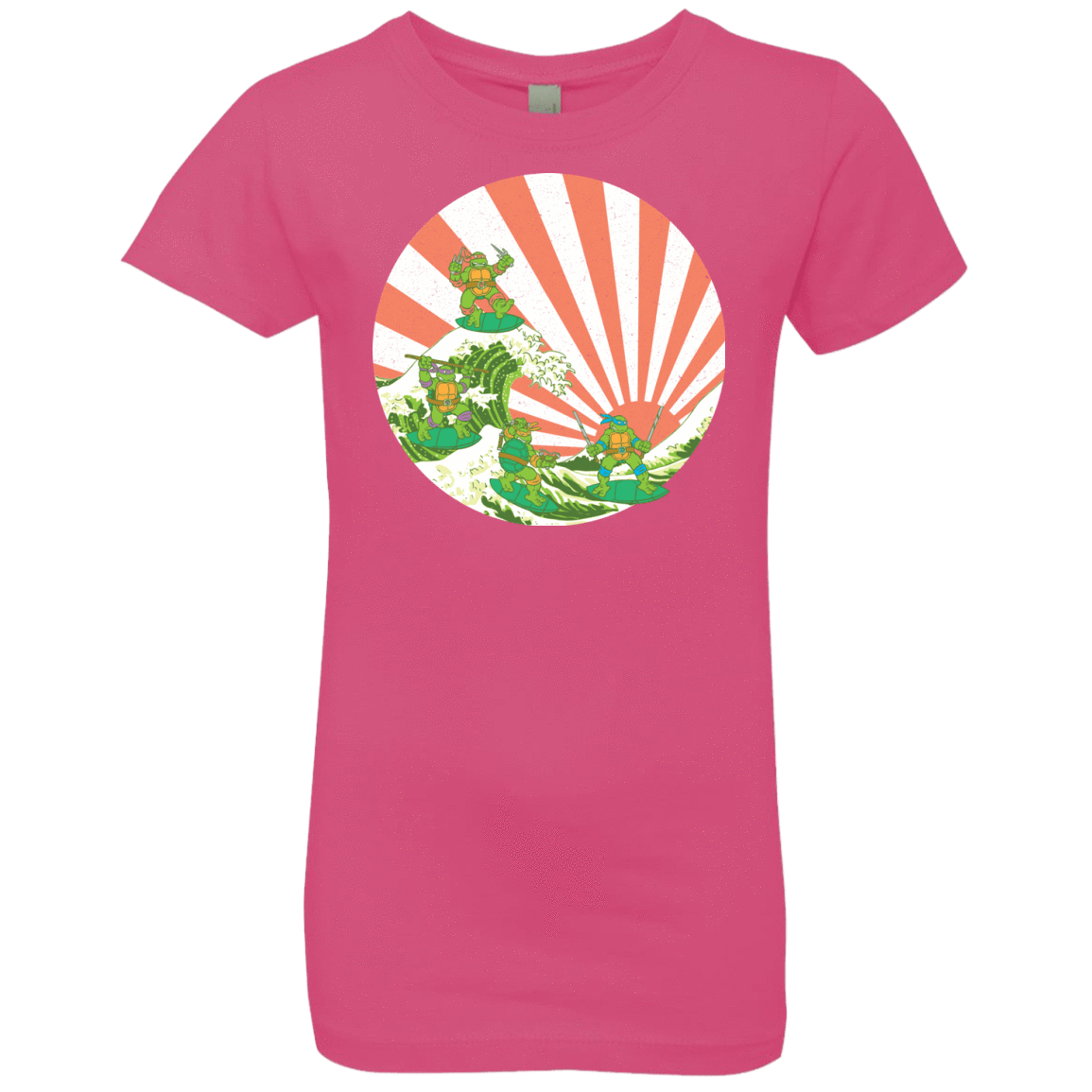 T-Shirts Hot Pink / YXS The Great Wave Off Cowabunga Girls Premium T-Shirt