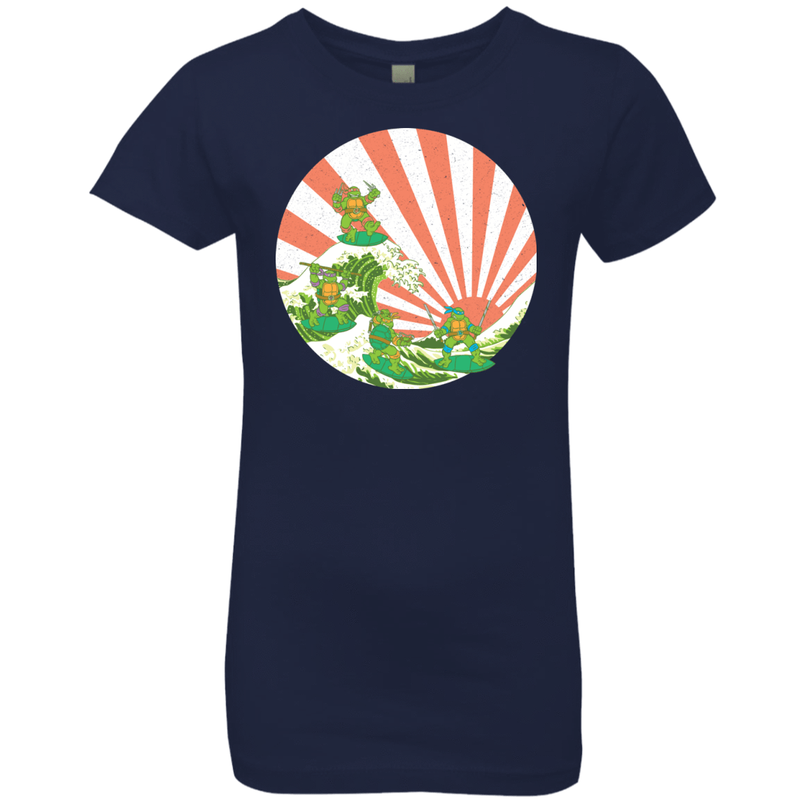 T-Shirts Midnight Navy / YXS The Great Wave Off Cowabunga Girls Premium T-Shirt