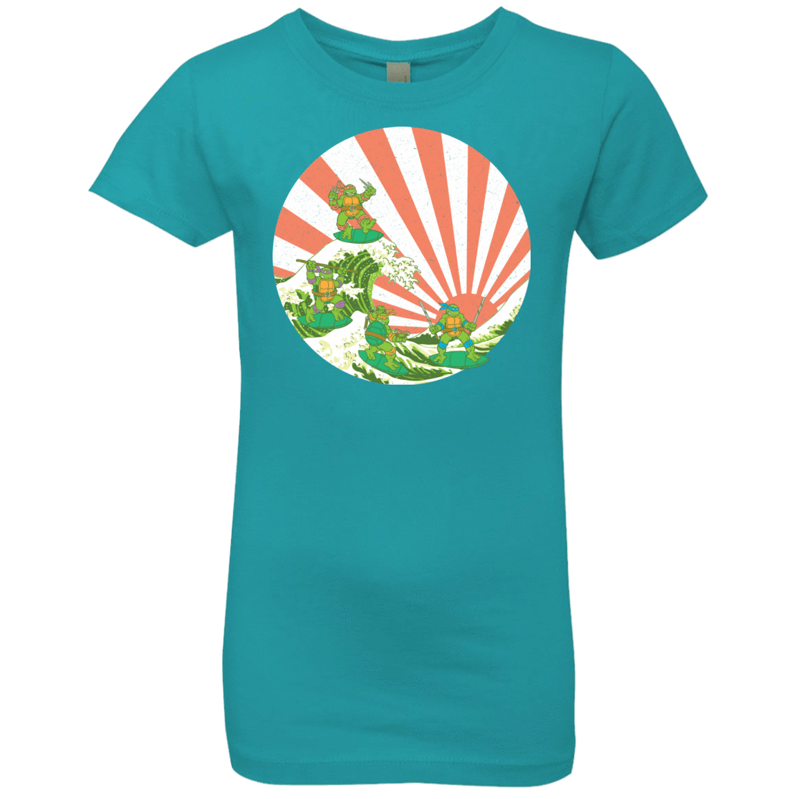 T-Shirts Tahiti Blue / YXS The Great Wave Off Cowabunga Girls Premium T-Shirt