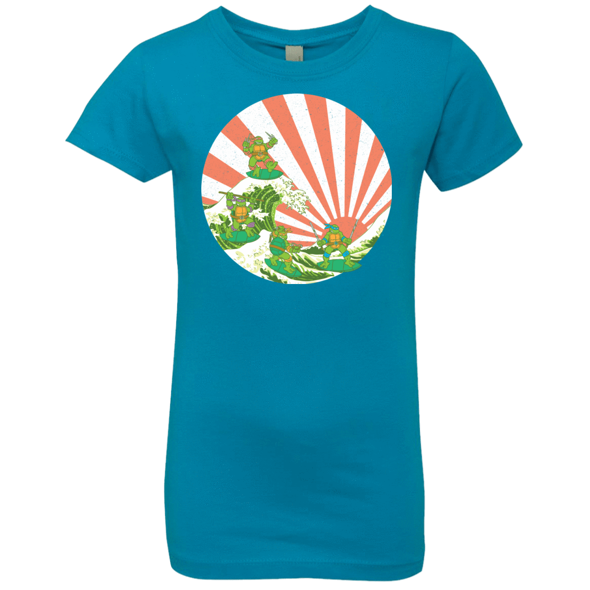T-Shirts Turquoise / YXS The Great Wave Off Cowabunga Girls Premium T-Shirt