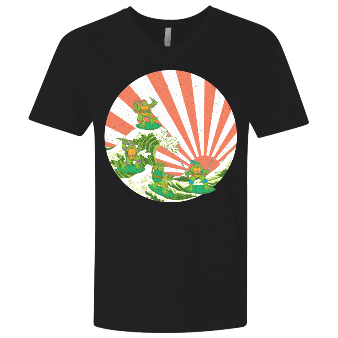 T-Shirts Black / X-Small The Great Wave Off Cowabunga Men's Premium V-Neck