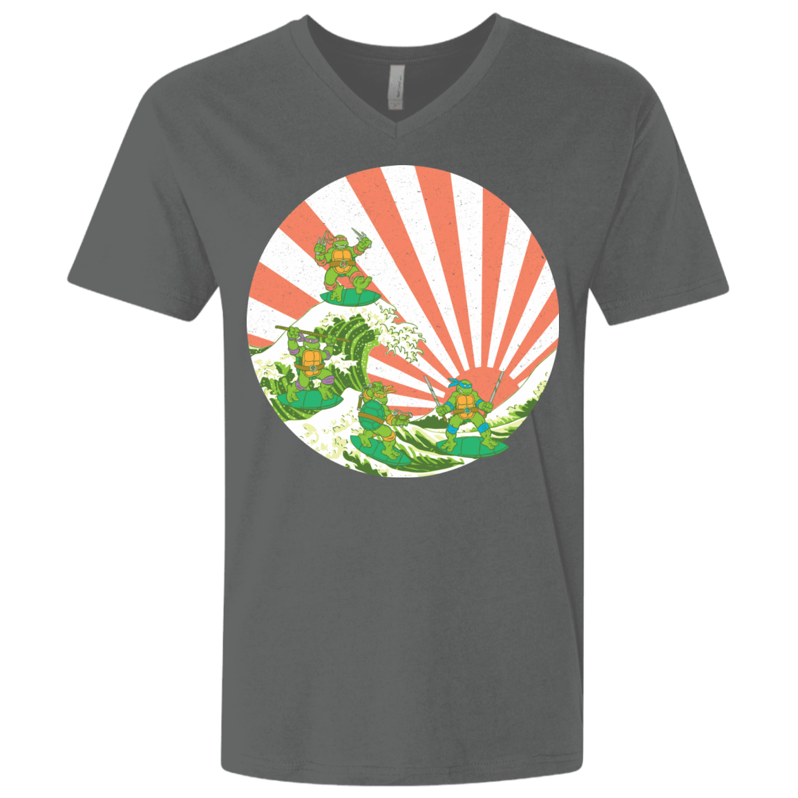 T-Shirts Heavy Metal / X-Small The Great Wave Off Cowabunga Men's Premium V-Neck