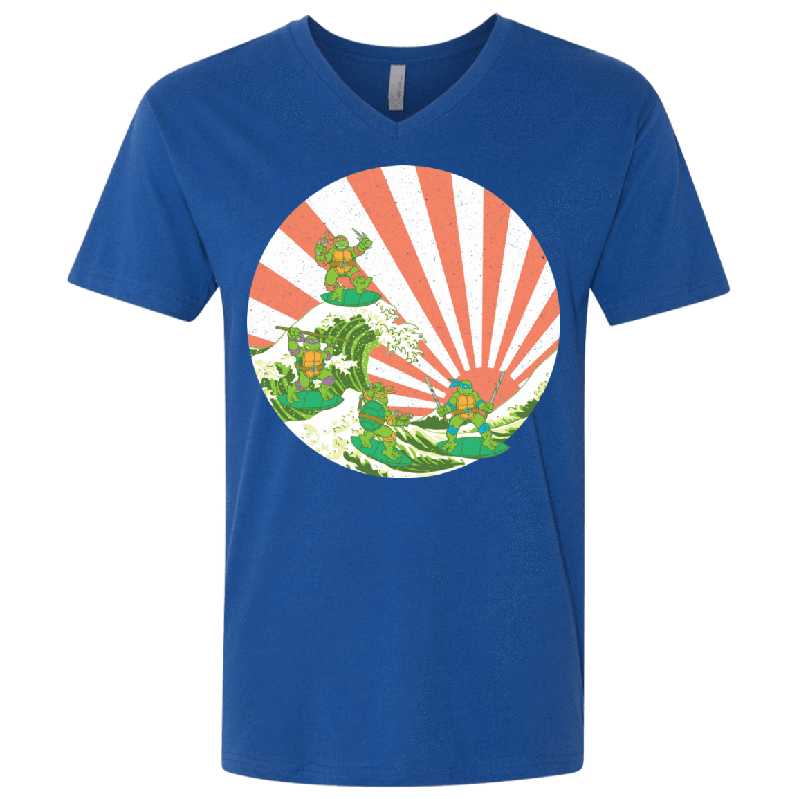 T-Shirts Royal / X-Small The Great Wave Off Cowabunga Men's Premium V-Neck