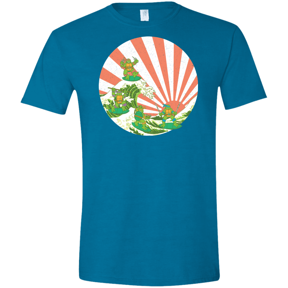 T-Shirts Antique Sapphire / S The Great Wave Off Cowabunga Men's Semi-Fitted Softstyle