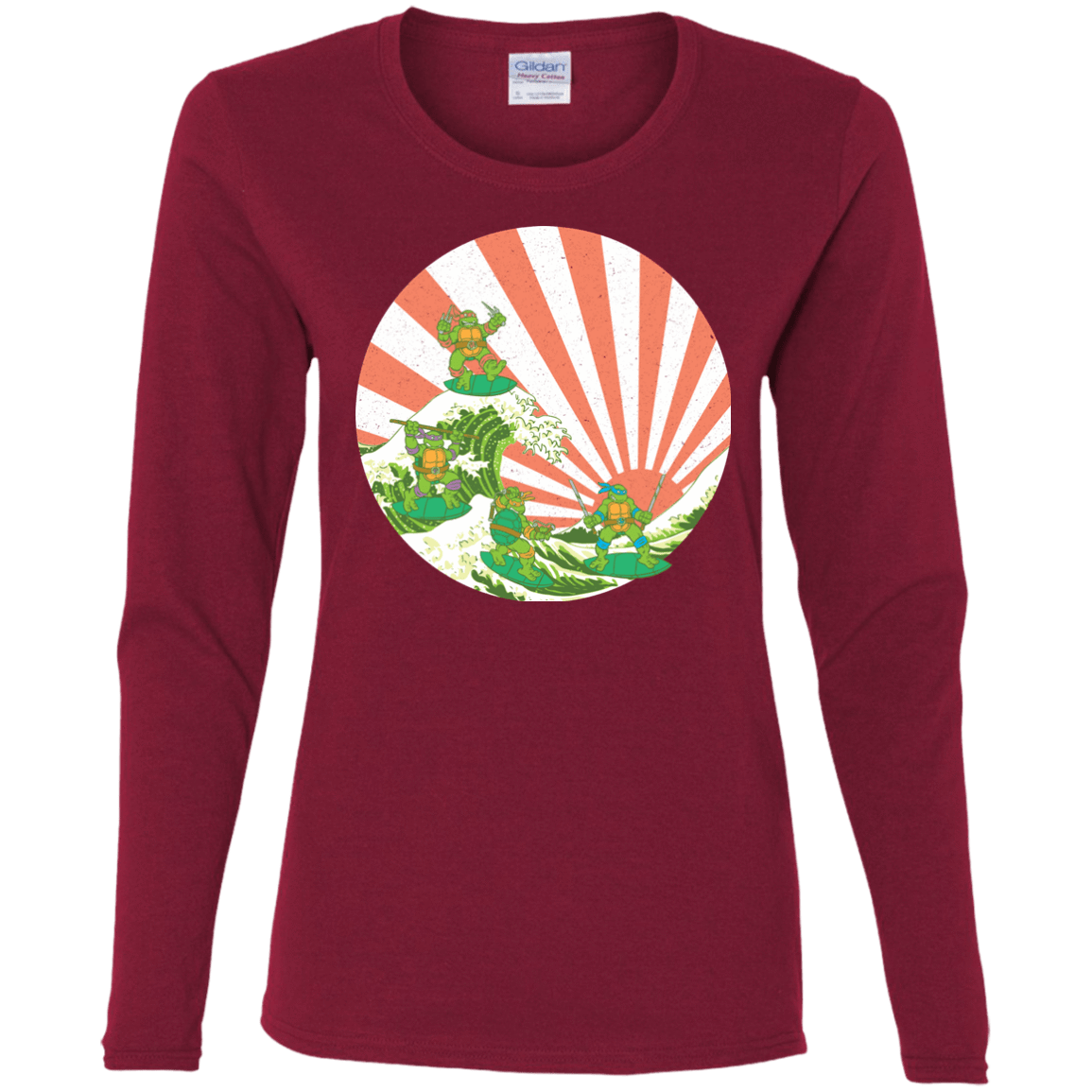 T-Shirts Cardinal / S The Great Wave Off Cowabunga Women's Long Sleeve T-Shirt