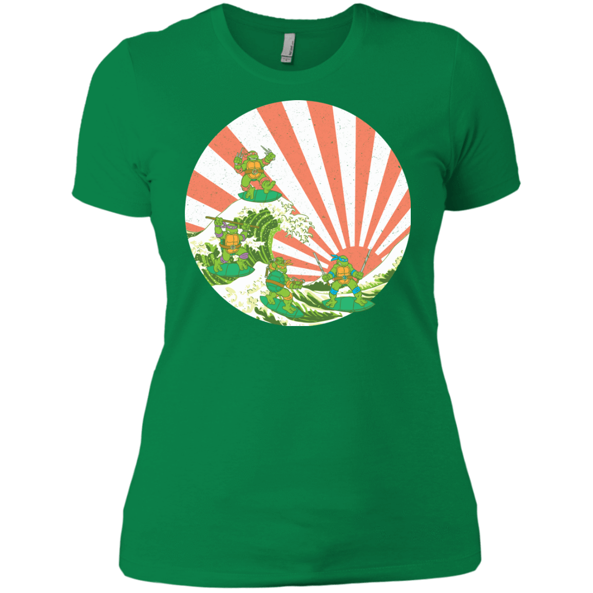T-Shirts Kelly Green / X-Small The Great Wave Off Cowabunga Women's Premium T-Shirt