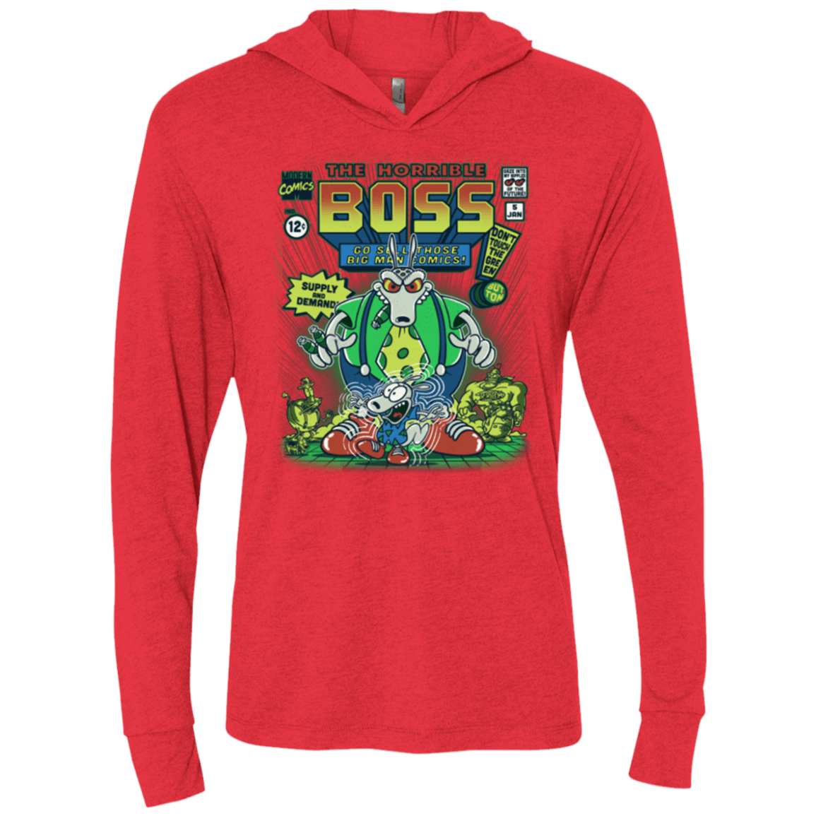 T-Shirts Vintage Red / X-Small The Horrible Boss Triblend Long Sleeve Hoodie Tee