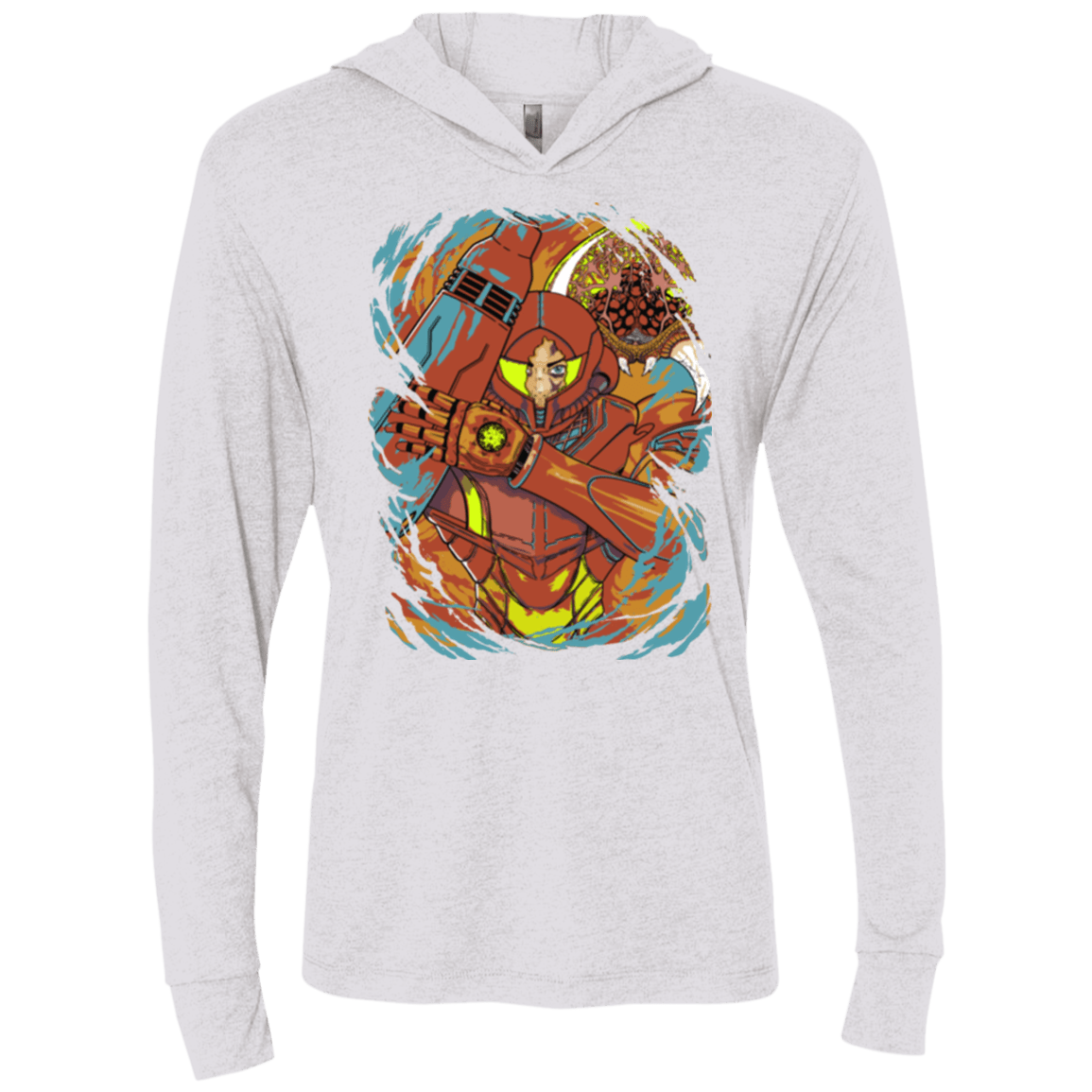 T-Shirts Heather White / X-Small The Huntress Triblend Long Sleeve Hoodie Tee