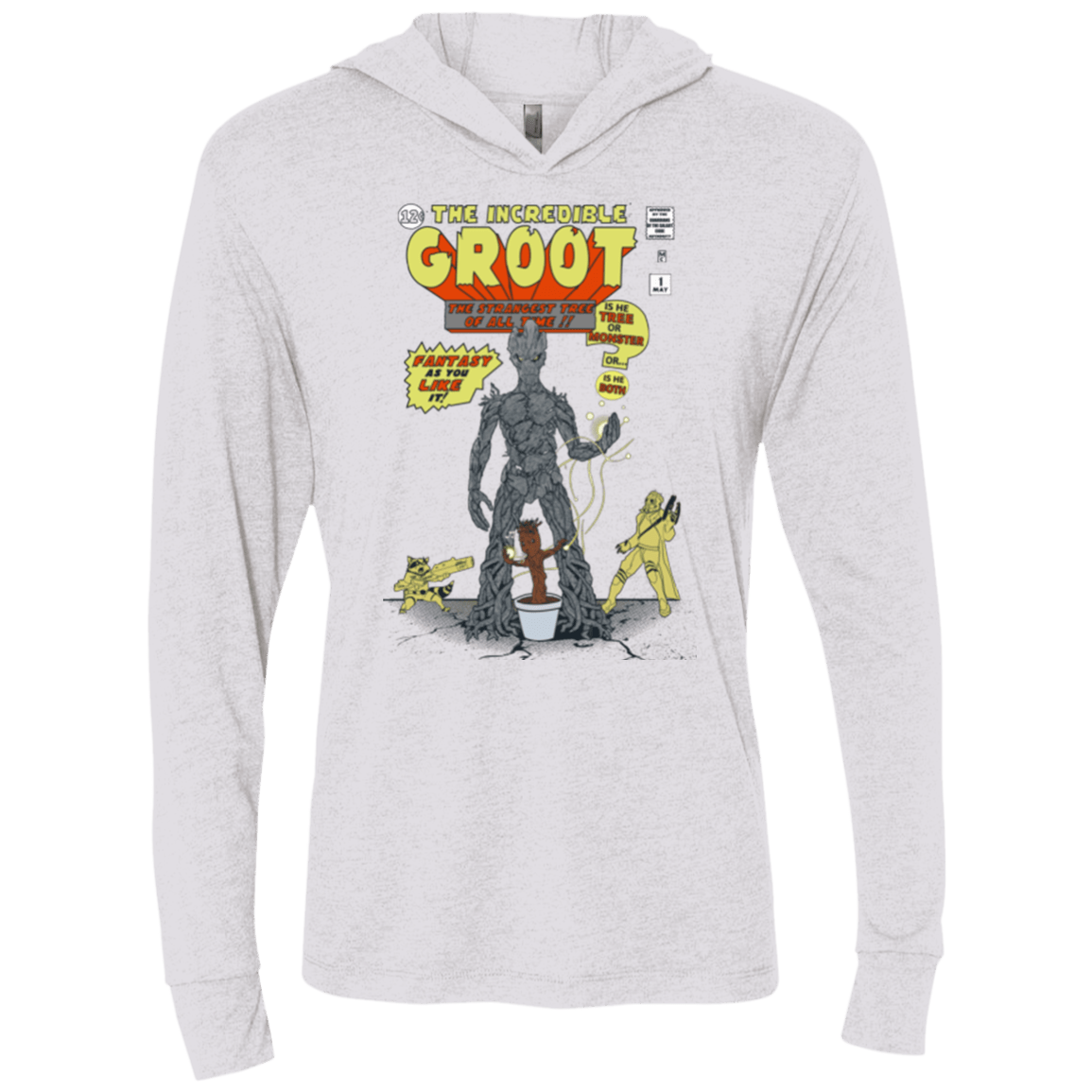 T-Shirts Heather White / X-Small The Incredible Groot Triblend Long Sleeve Hoodie Tee