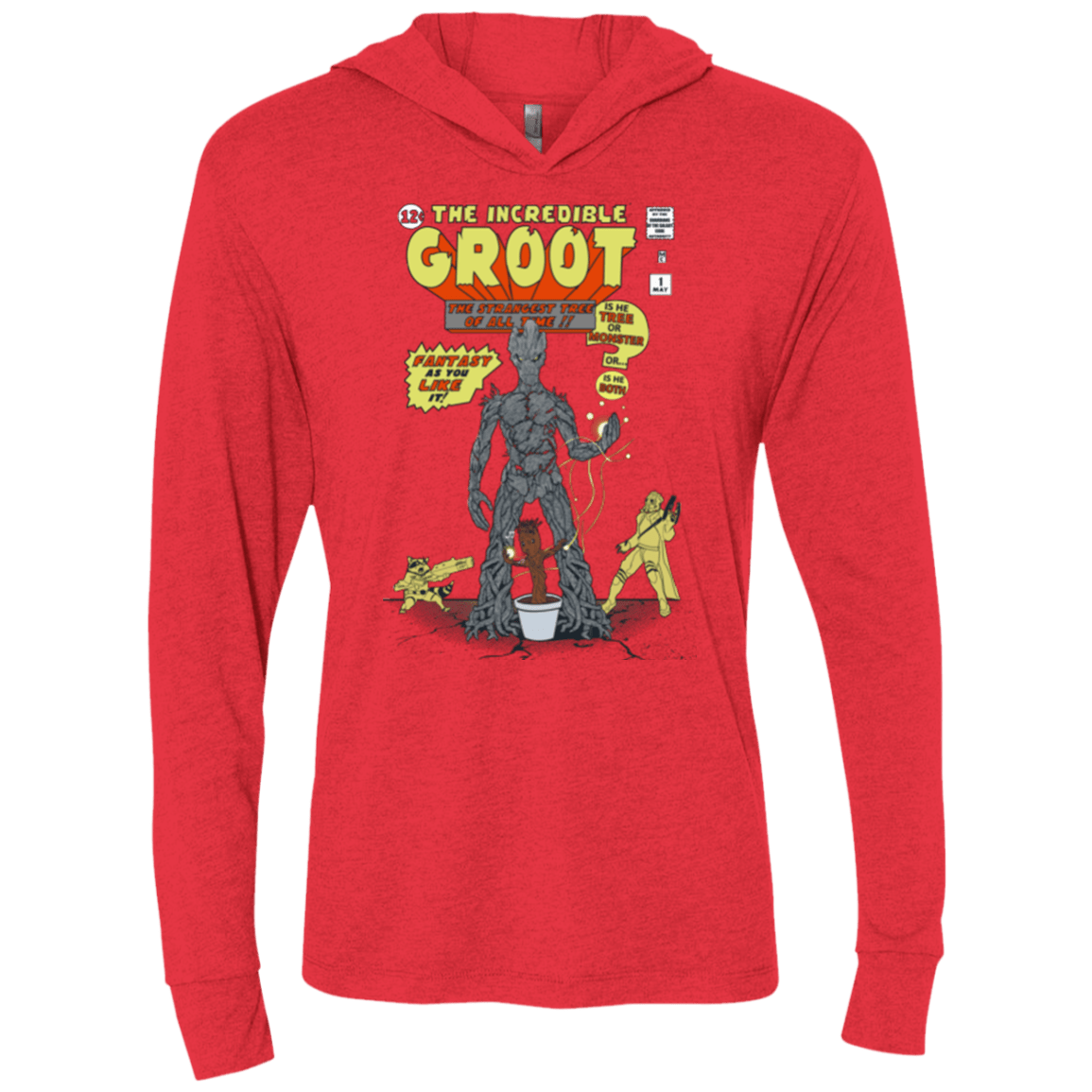 T-Shirts Vintage Red / X-Small The Incredible Groot Triblend Long Sleeve Hoodie Tee