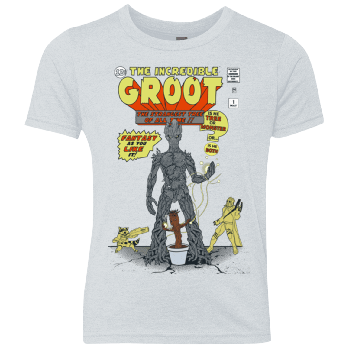 T-Shirts Heather White / YXS The Incredible Groot Youth Triblend T-Shirt