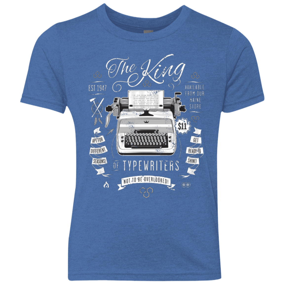 T-Shirts Vintage Royal / YXS The King of Typewriters Youth Triblend T-Shirt