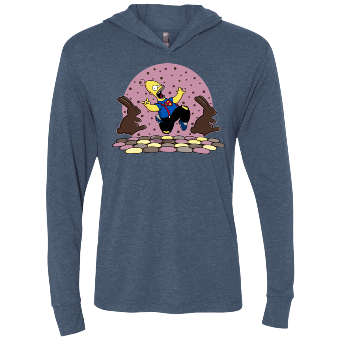 T-Shirts Indigo / X-Small The Land of Chocolate Triblend Long Sleeve Hoodie Tee