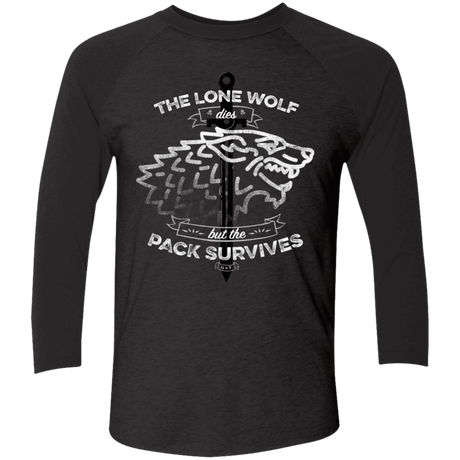 T-Shirts Vintage Black/Vintage Black / X-Small The Lone Wolf Men's Triblend 3/4 Sleeve