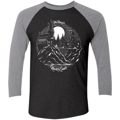T-Shirts Vintage Black/Premium Heather / X-Small The Magic Never Ends Men's Triblend 3/4 Sleeve