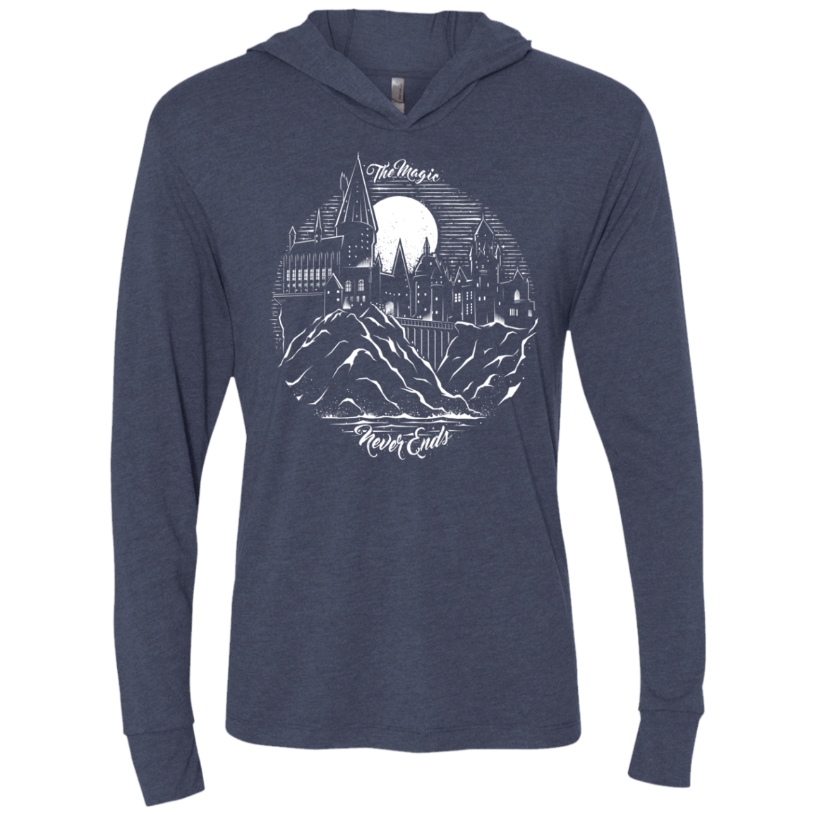 The Magic Never Ends Triblend Long Sleeve Hoodie Tee