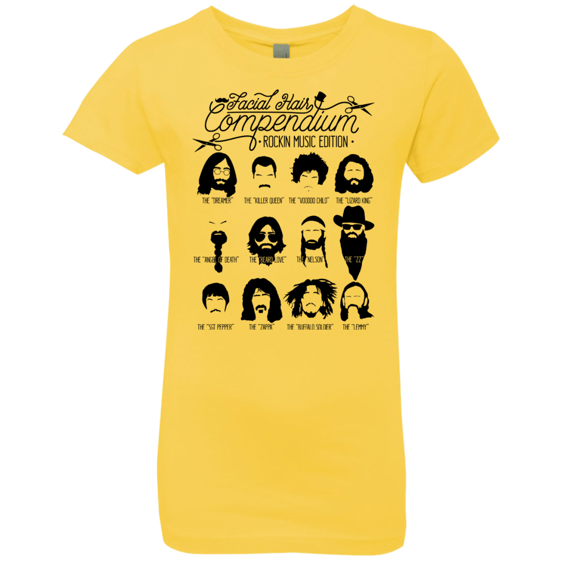 T-Shirts Vibrant Yellow / YXS The Music Facial Hair Compendium Girls Premium T-Shirt