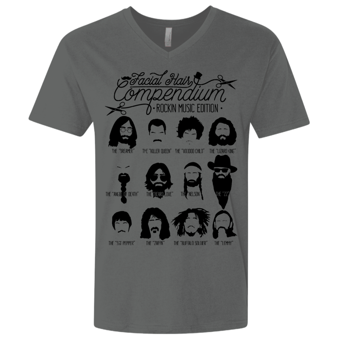 T-Shirts Heavy Metal / X-Small The Music Facial Hair Compendium Men's Premium V-Neck