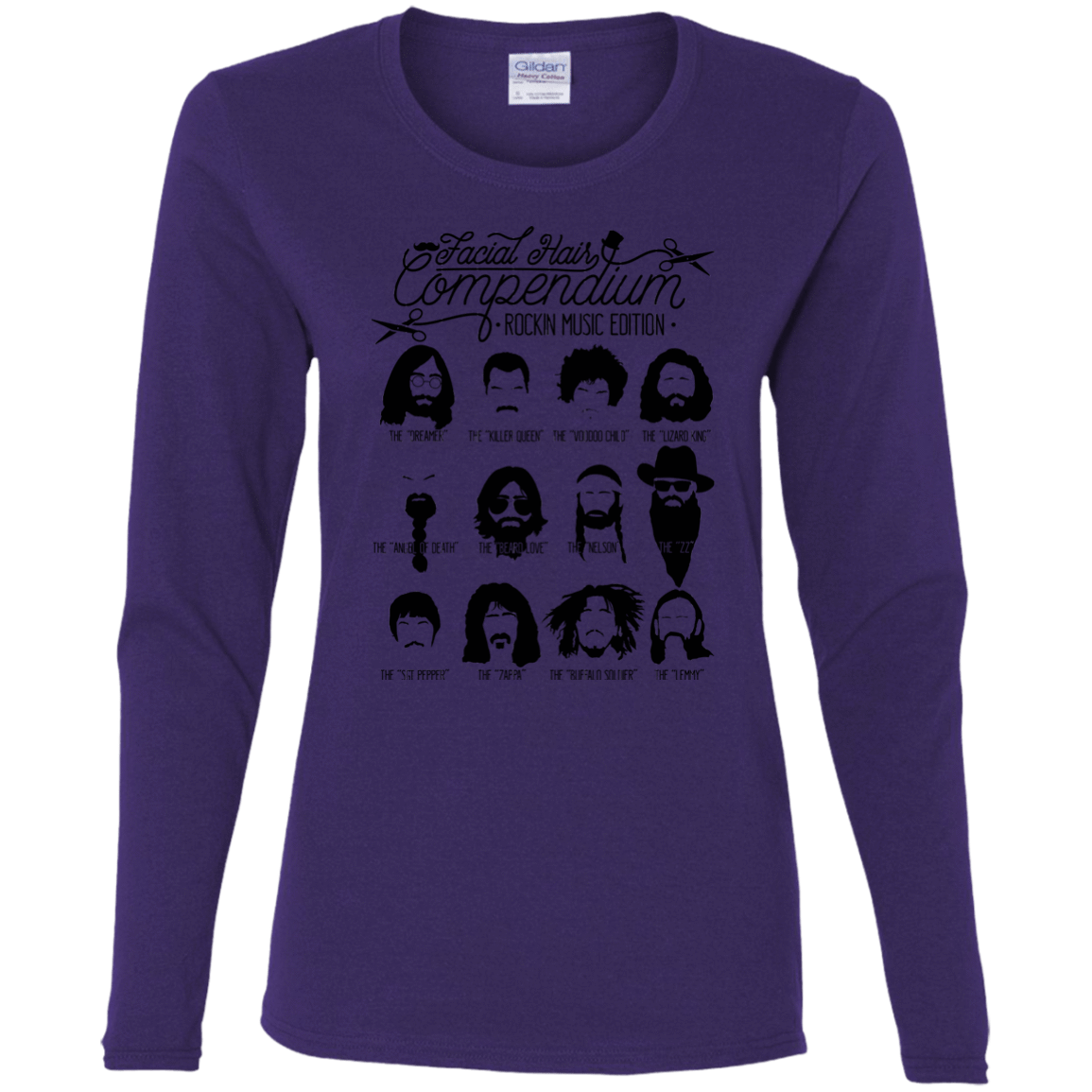 T-Shirts Purple / S The Music Facial Hair Compendium Women's Long Sleeve T-Shirt