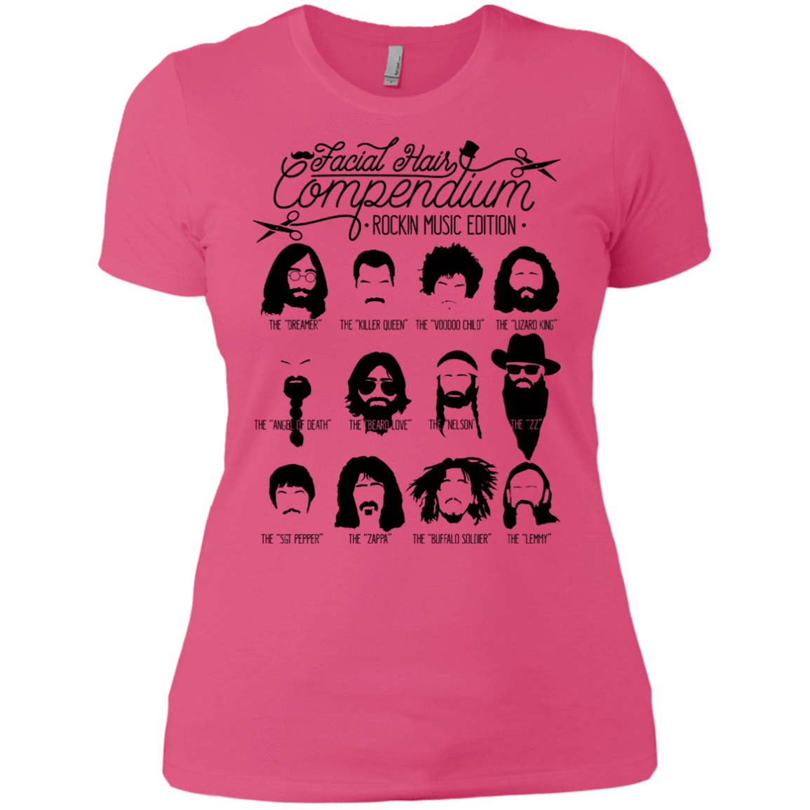 T-Shirts Hot Pink / X-Small The Music Facial Hair Compendium Women's Premium T-Shirt