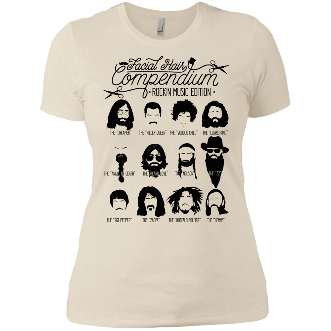 T-Shirts Ivory/ / X-Small The Music Facial Hair Compendium Women's Premium T-Shirt