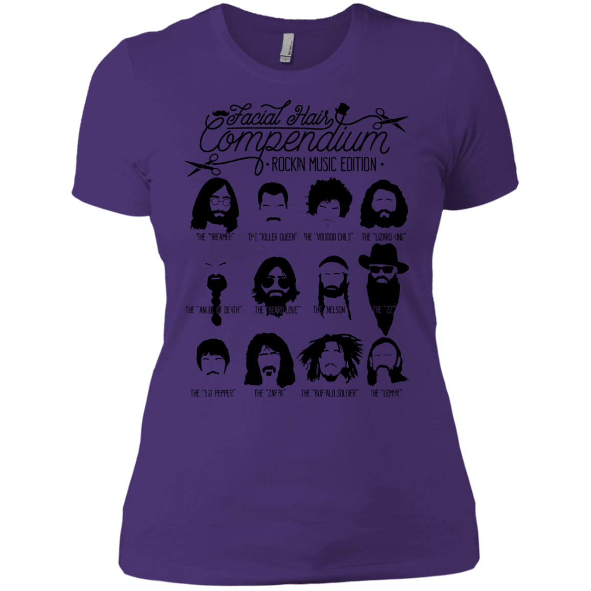 T-Shirts Purple Rush/ / X-Small The Music Facial Hair Compendium Women's Premium T-Shirt