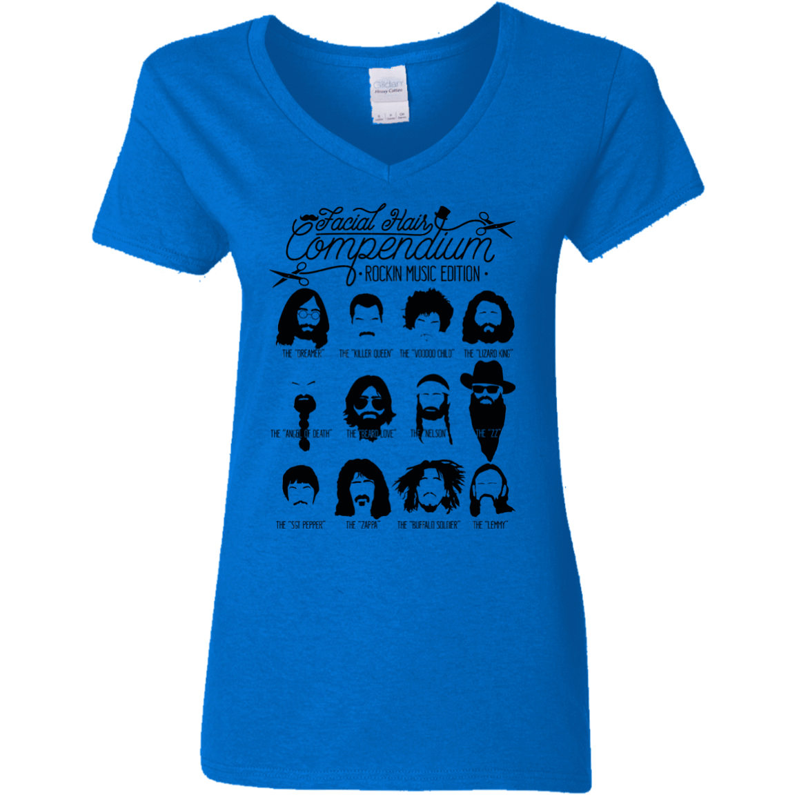 T-Shirts Royal / S The Music Facial Hair Compendium Women's V-Neck T-Shirt