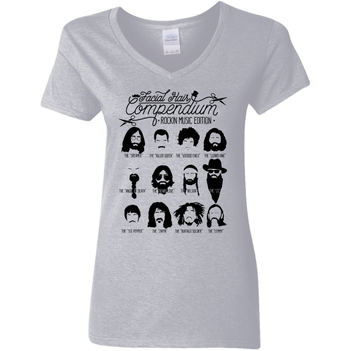 T-Shirts Sport Grey / S The Music Facial Hair Compendium Women's V-Neck T-Shirt