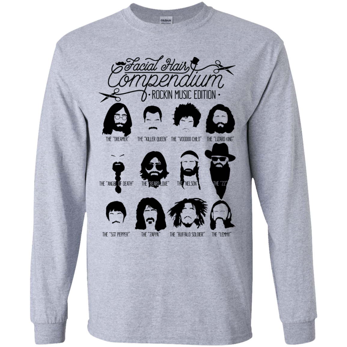 The Music Facial Hair Compendium Youth Long Sleeve T-Shirt