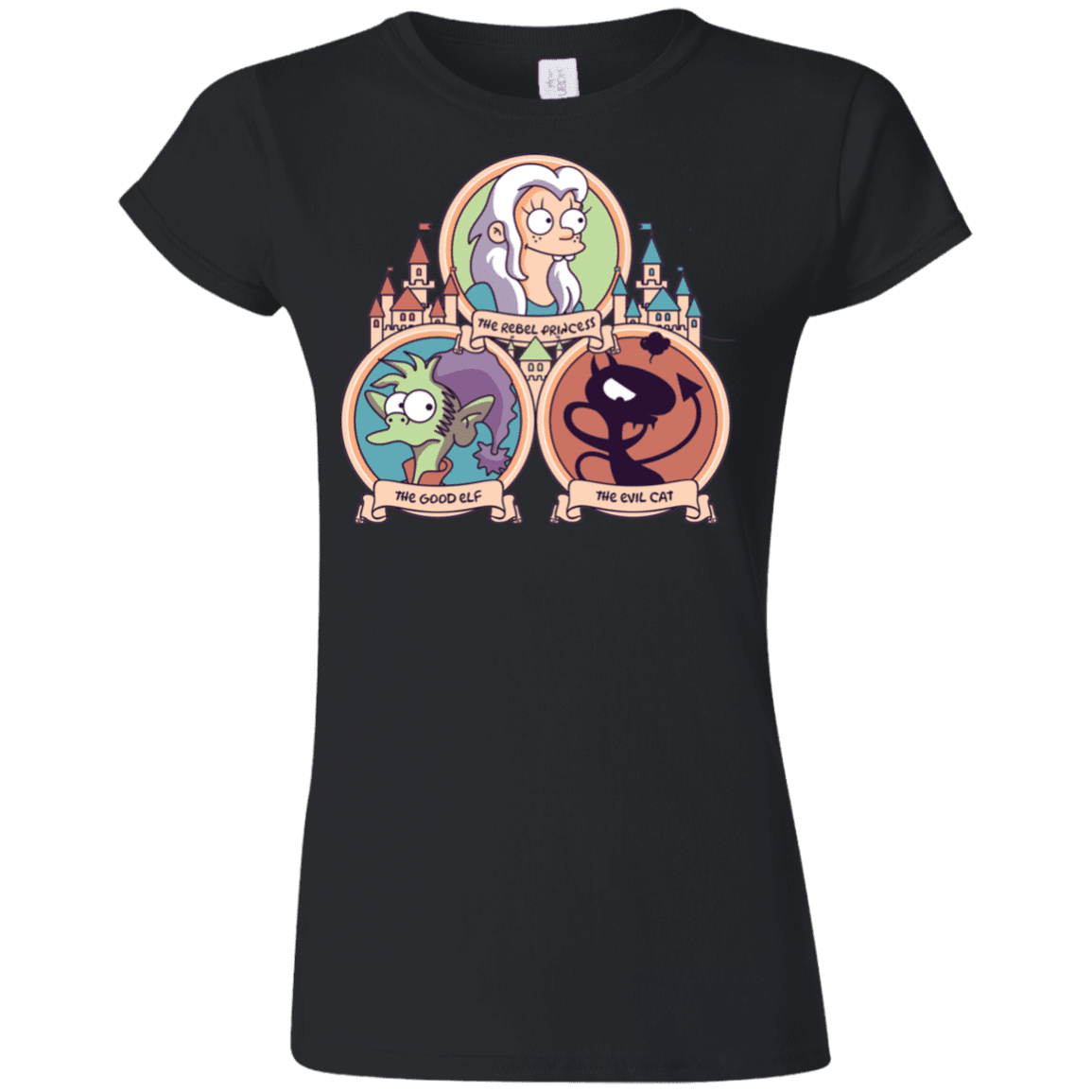 T-Shirts Black / S The Rebel, the Good and Evil Cat Junior Slimmer-Fit T-Shirt