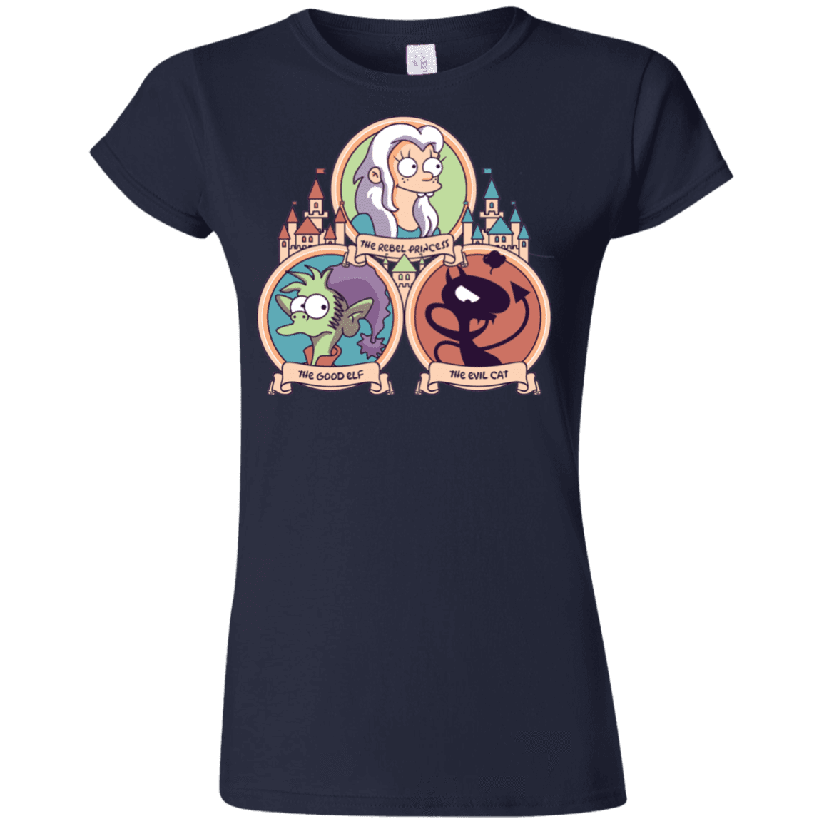 T-Shirts Navy / S The Rebel, the Good and Evil Cat Junior Slimmer-Fit T-Shirt