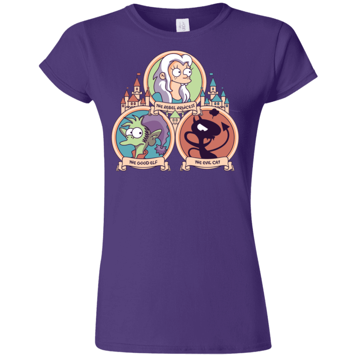 T-Shirts Purple / S The Rebel, the Good and Evil Cat Junior Slimmer-Fit T-Shirt
