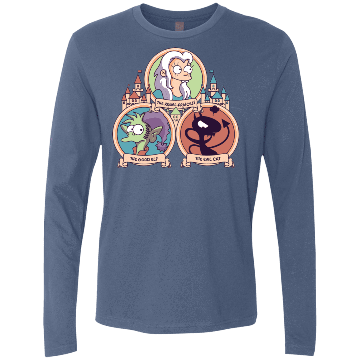 T-Shirts Indigo / S The Rebel, the Good and Evil Cat Men's Premium Long Sleeve